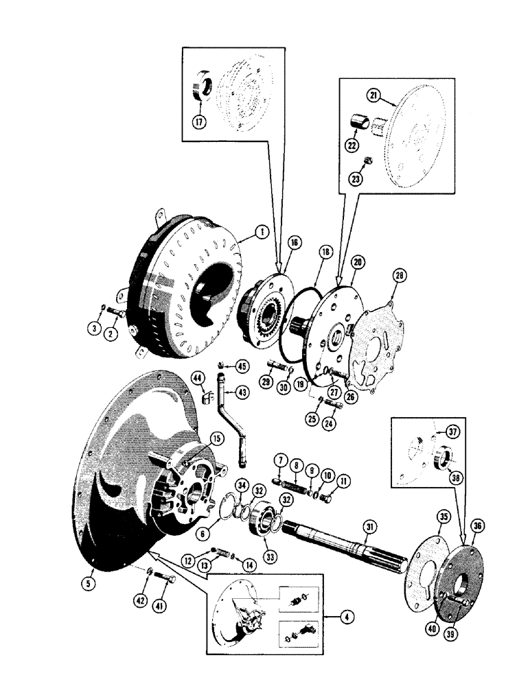 Схема запчастей Case 600 - (058) - TORQUE CONVERTER INSTALLATION, HOUSINGS, PUMP, BISCUIT, SHAFTS, BEARINGS (03) - TRANSMISSION