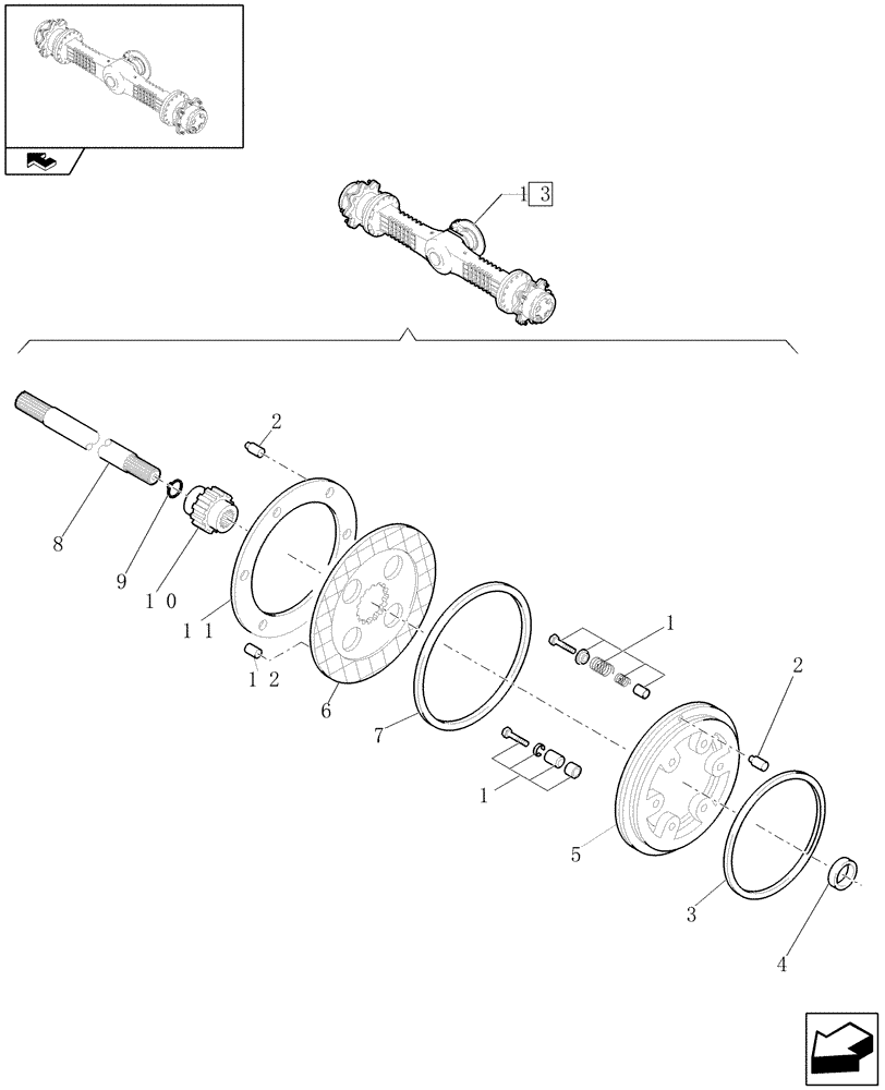 Схема запчастей Case 121E - (077[04]) - 35KM/H FRONT AXLE COMPONENTS (HIGH SPEED): SERVICE BRAKE (04) - FRONT AXLE