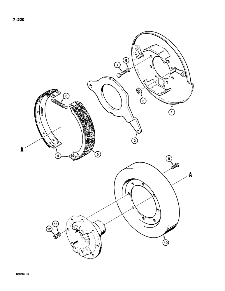 Схема запчастей Case W36 - (7-220) - PARKING BRAKE (07) - BRAKES