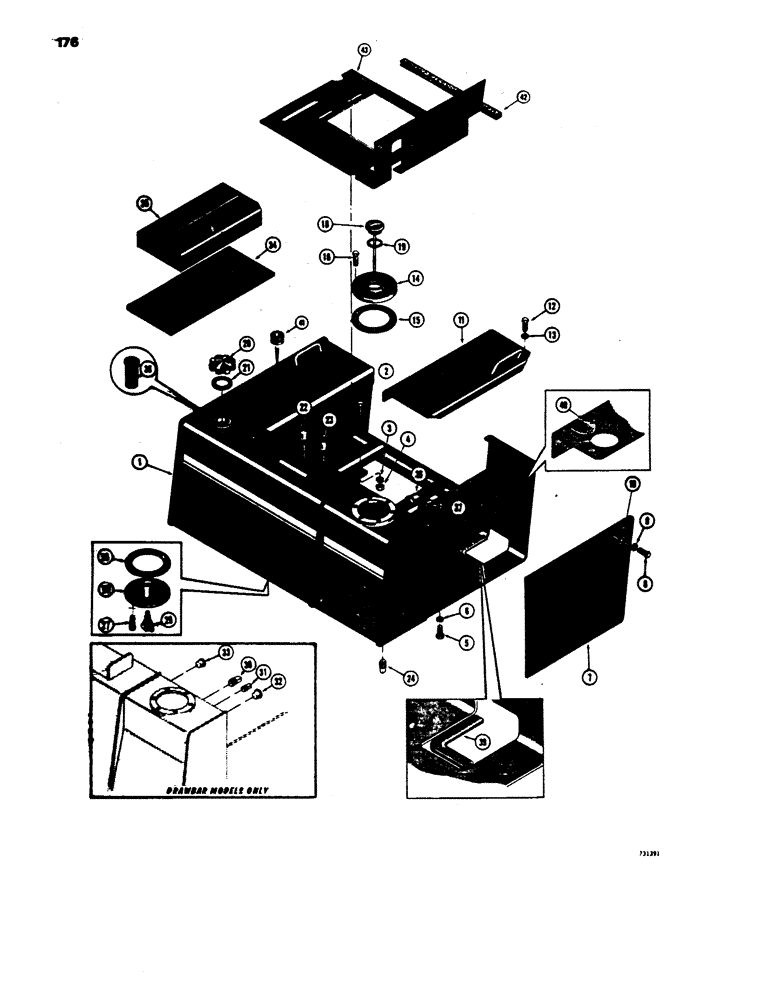 Схема запчастей Case 450 - (176) - FUEL AND HYDRAULIC TANK ASSEMBLY (07) - HYDRAULIC SYSTEM