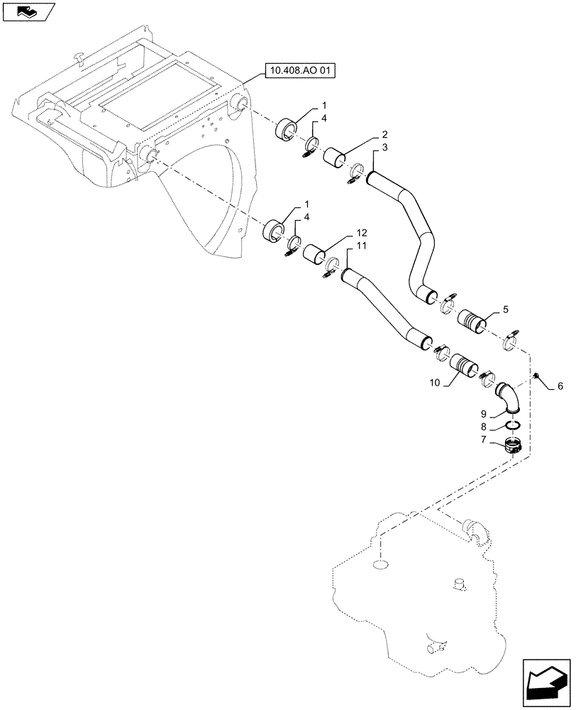 Схема запчастей Case 621F - (10.310.AD) - CHARGE AIR COOLER, HOSES AND TUBES (10) - ENGINE