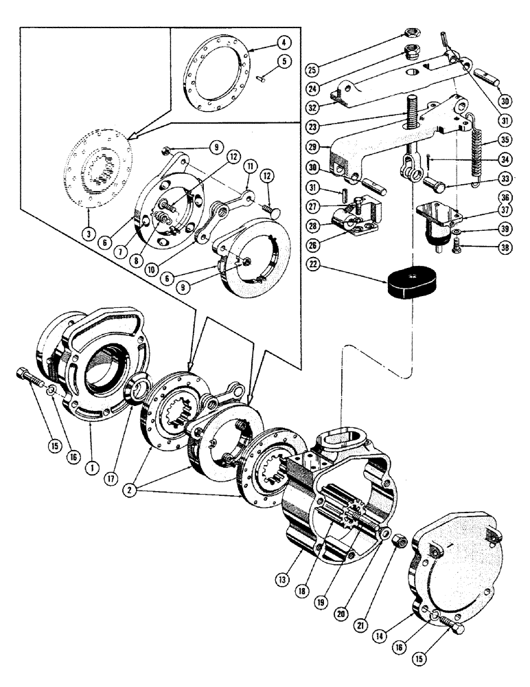 Схема запчастей Case 800 - (126) - HYDRAULIC BRAKE ASSY., (USED FROM SERIAL #7081201) (07) - HYDRAULIC SYSTEM