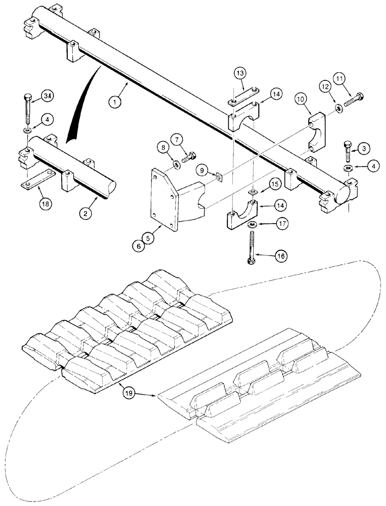 Схема запчастей Case 550H - (5-13) - SHAFT, PIVOT - TRACK, RUBBER, REAR PIVOT SHAFT, RUBBER TRACK (11) - TRACKS/STEERING