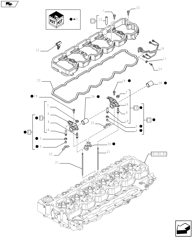 Схема запчастей Case F4HFE613V A003 - (10.106.02) - ROCKER SHAFT (504049017) (10) - ENGINE