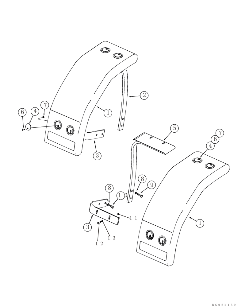 Схема запчастей Case 521D - (09-22) - FENDERS, FRONT (09) - CHASSIS