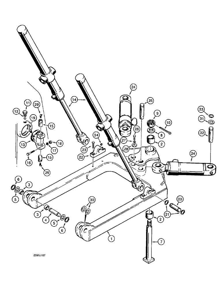 Схема запчастей Case 550E - (9-02) - DOZER C-FRAME AND CYLINDERS (09) - CHASSIS/ATTACHMENTS