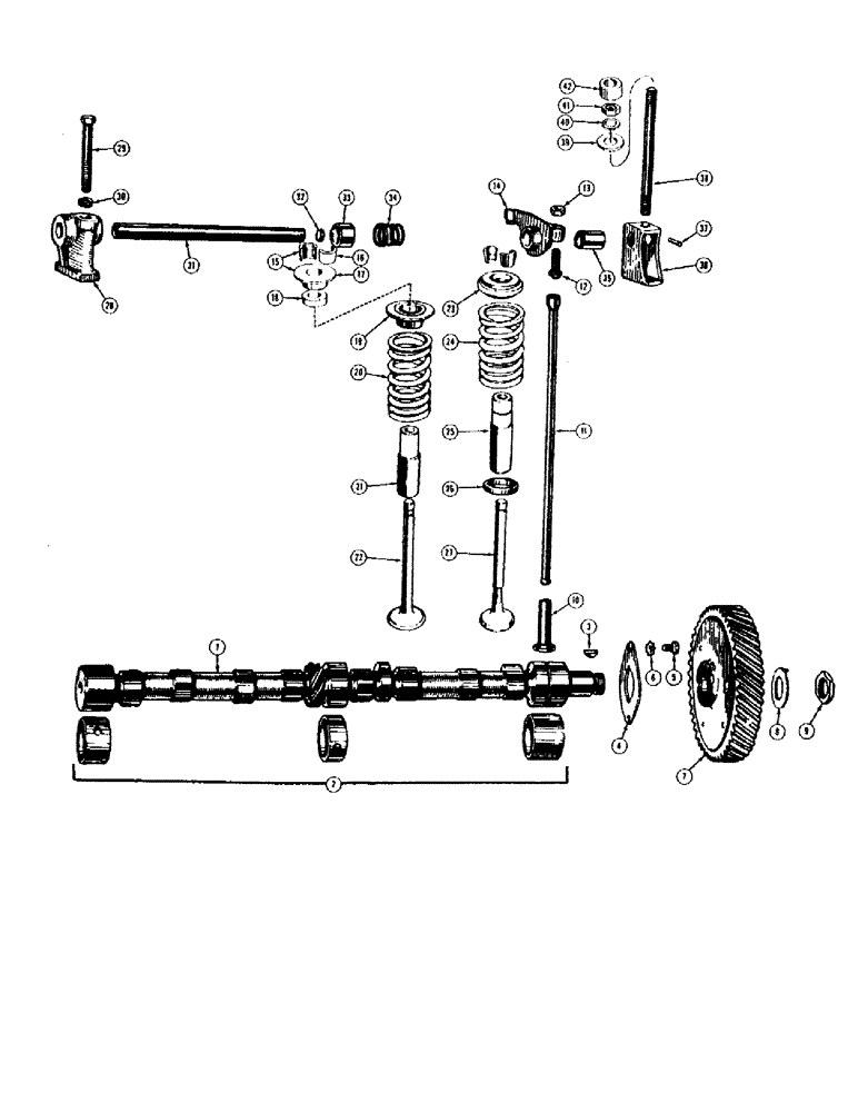 Схема запчастей Case 420B - (010) - VALVES, PUSH RODS AND CAMSHAFT - GAS 