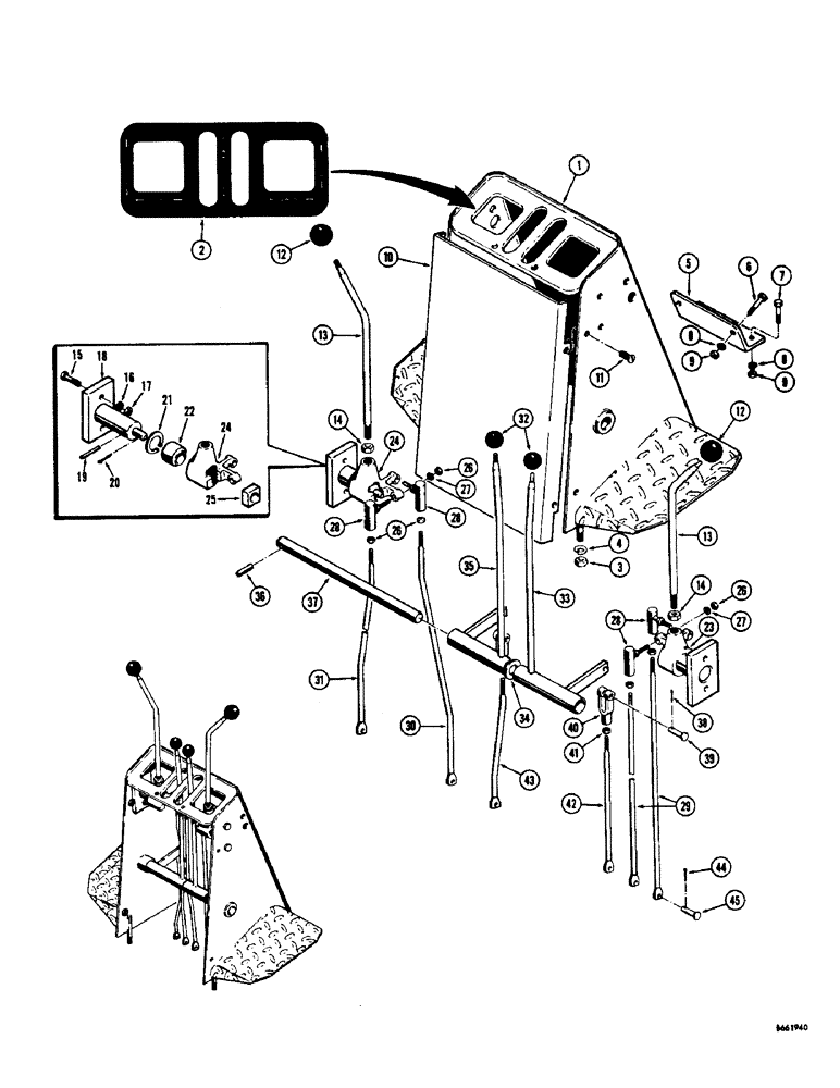 Схема запчастей Case 34 - (22) - TWIN LEVER BACKHOE CONTROL 