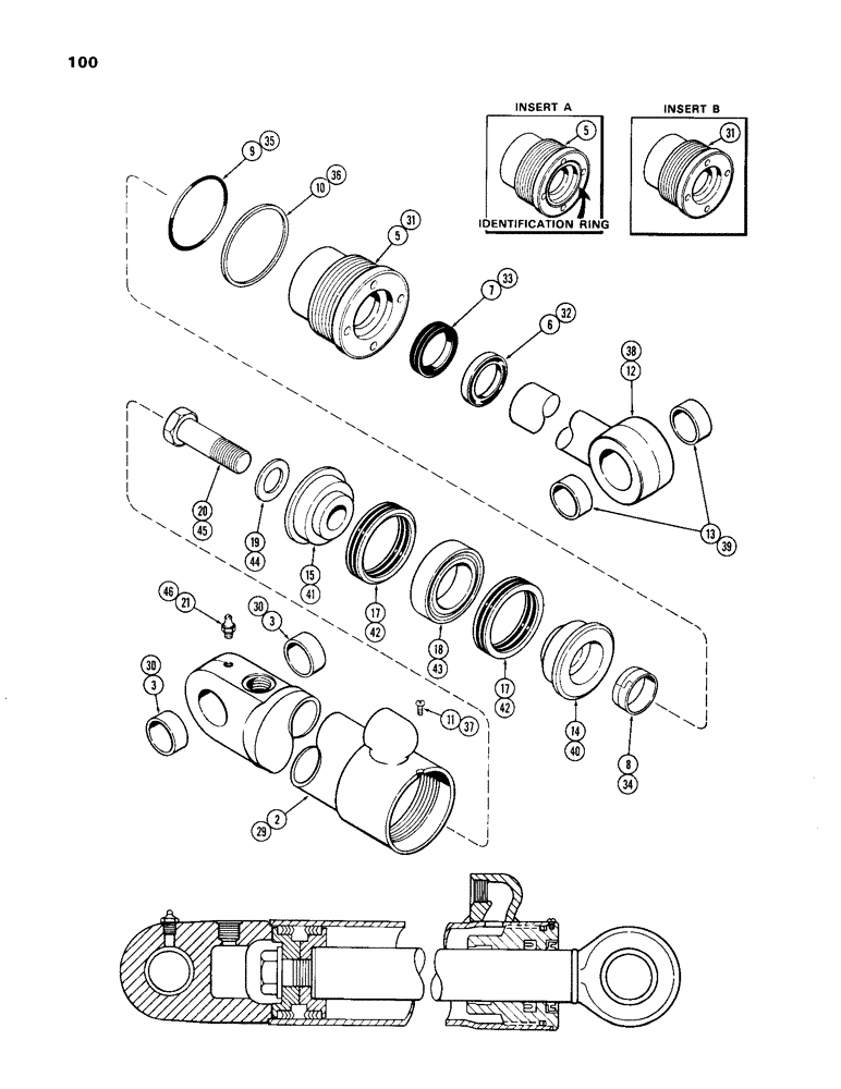 Схема запчастей Case 33 - (100) - G33930 STABILIZER CYLINDER, 3-1/2" DIA. CYLINDER WITH 16-3/8 STROKE 