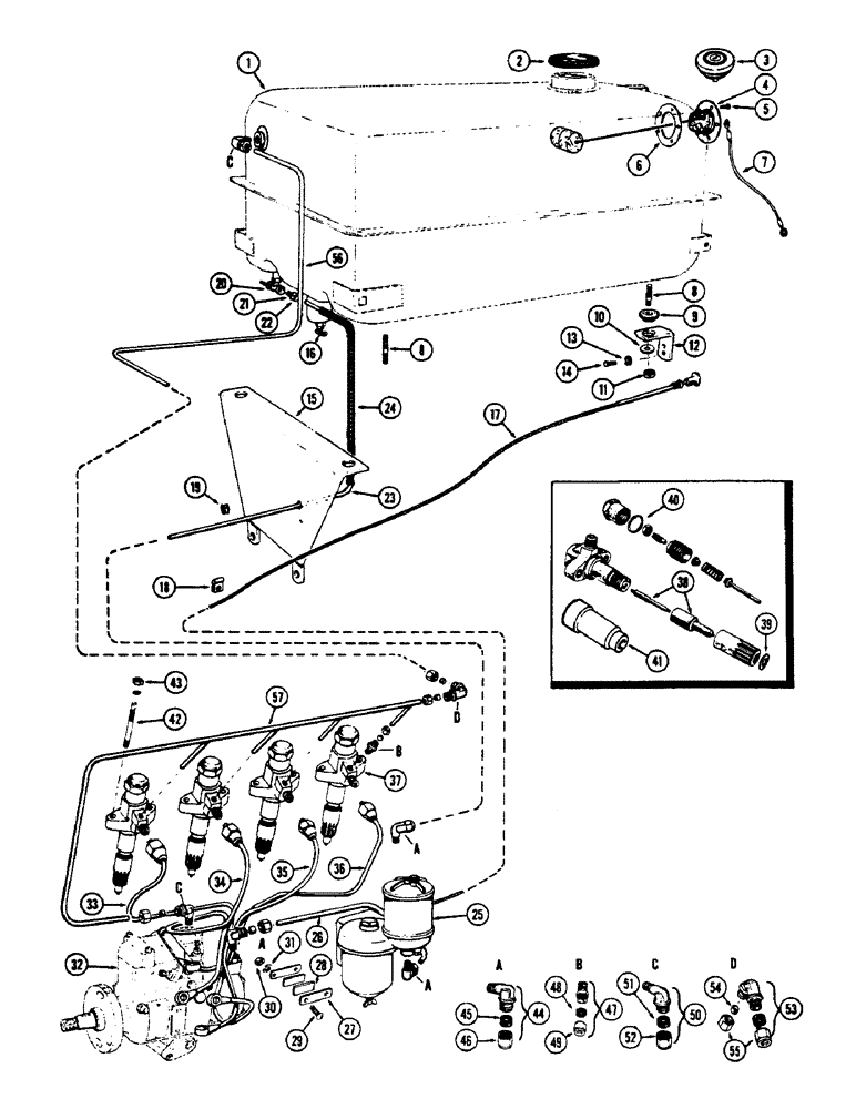 Схема запчастей Case 530CK - (054) - FUEL TANK AND INJECTION SYSTEM, (188) DIESEL ENGINE (10) - ENGINE