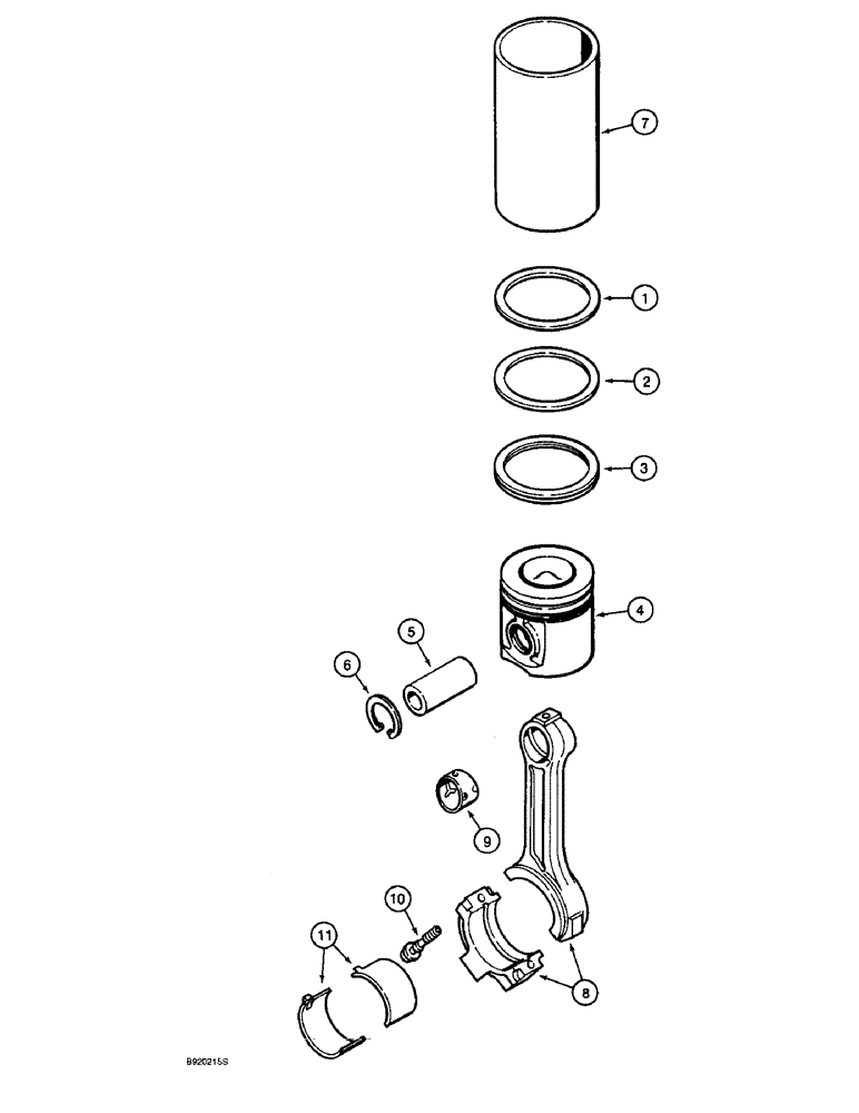 Схема запчастей Case 580SL - (2-44) - PISTONS AND CONNECTING RODS, 4T-390 ENGINE (02) - ENGINE