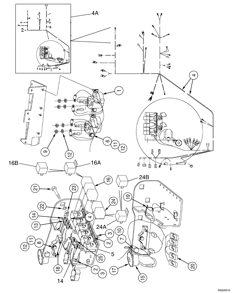 Схема запчастей Case 550H-IND - (04-07) - FUSE AND RELAY, MOUNTING, MODELS WITH TURBOCHARGER (04) - ELECTRICAL SYSTEMS