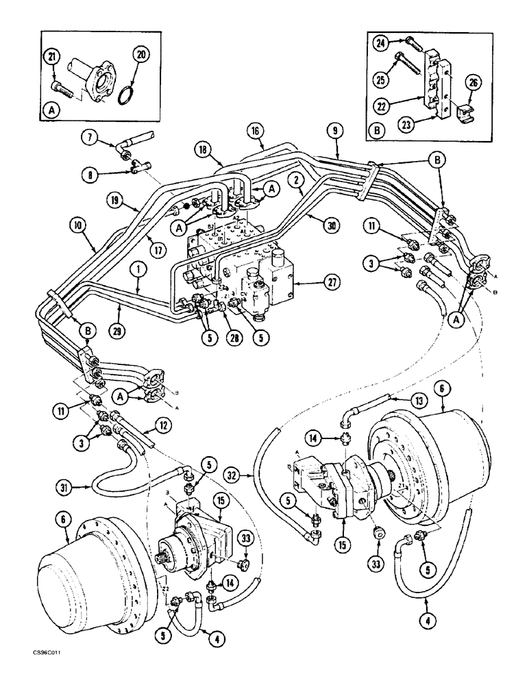 Схема запчастей Case 688BCK - (7-06) - UNDERCARRIAGE CIRCUIT - TWO SPEED, 688B CK (120301-) (07.1) - UNDERCARRIAGE HYDRAULICS