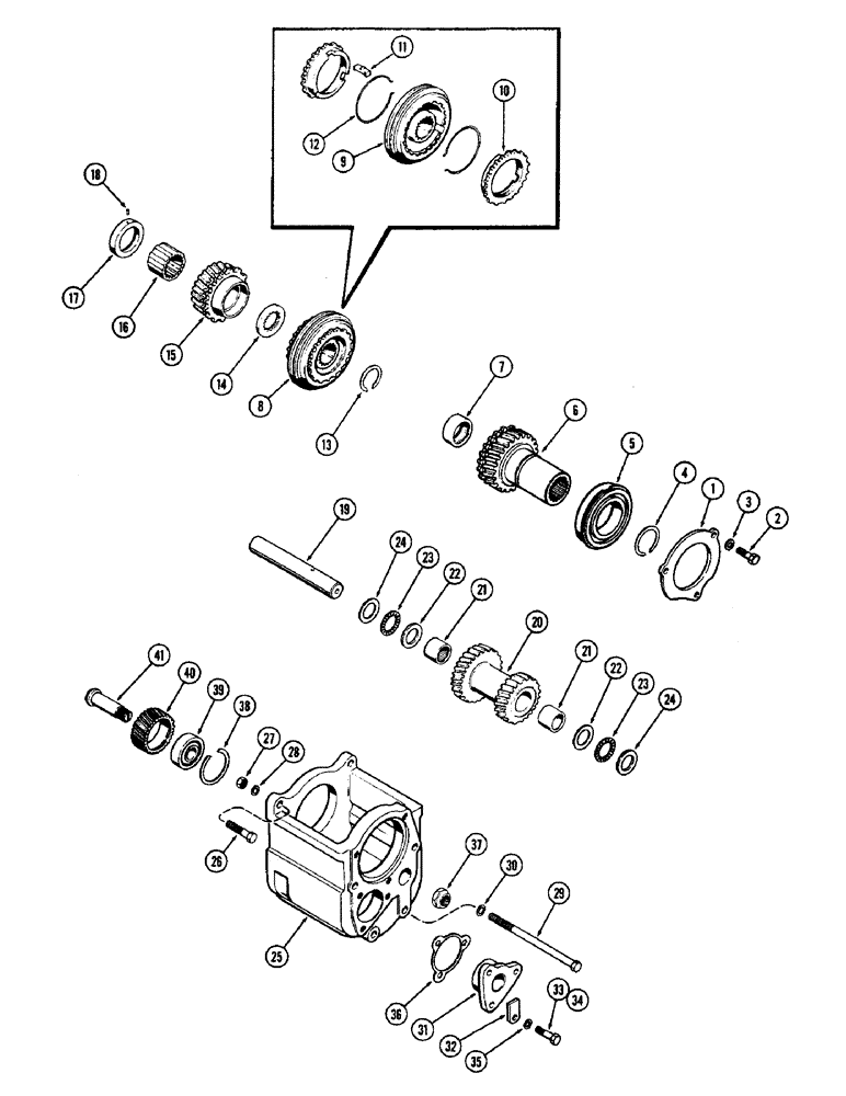 Схема запчастей Case 580 - (086) - MECHANICAL SHUTTLE GEAR BOX, STANDARD CLUTCH (21) - TRANSMISSION