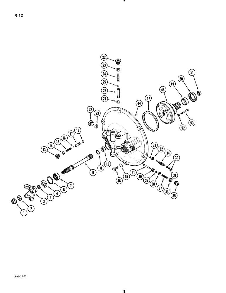 Схема запчастей Case 580K - (6-010) - TORQUE CONVERTER HOUSING, PUMP AND OUTPUT SHAFT, WITHOUT PTO (06) - POWER TRAIN