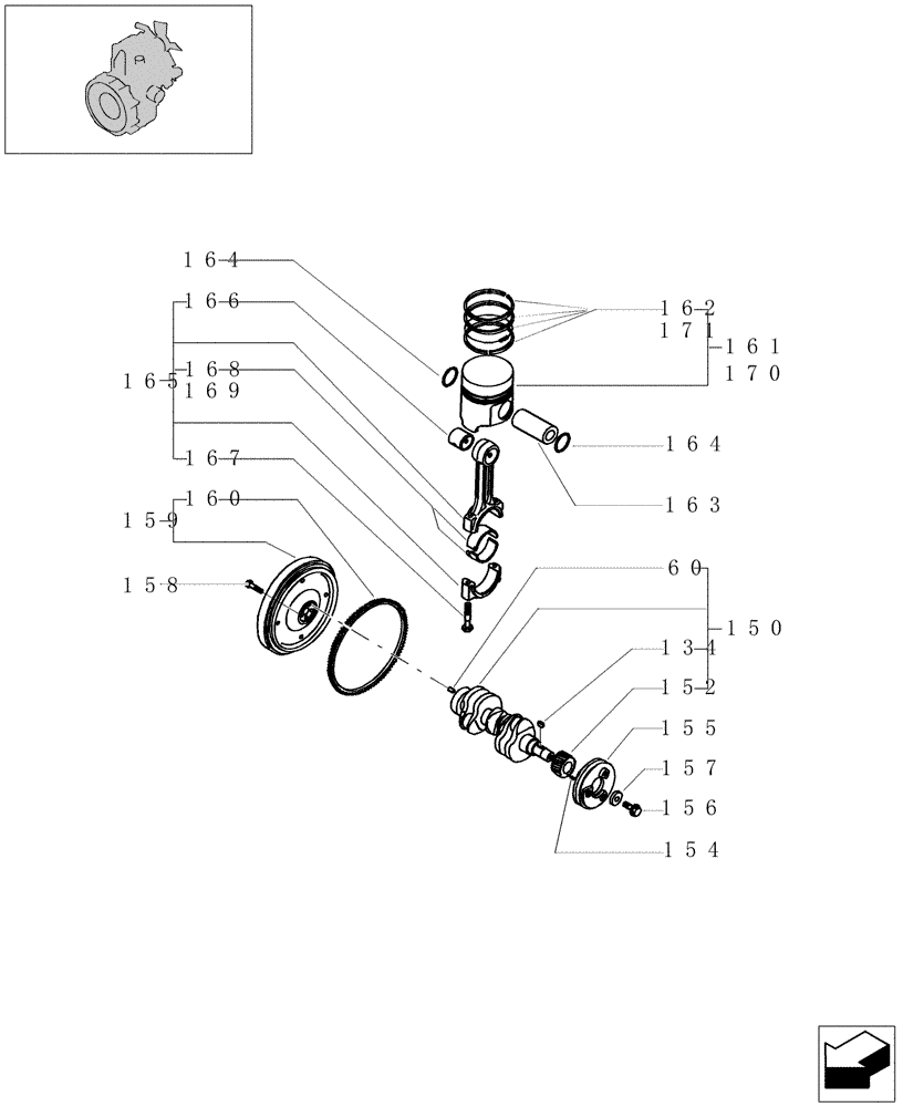 Схема запчастей Case CX16B - (0.081[01]) - CRANKSHAFT & PISTON (10) - ENGINE