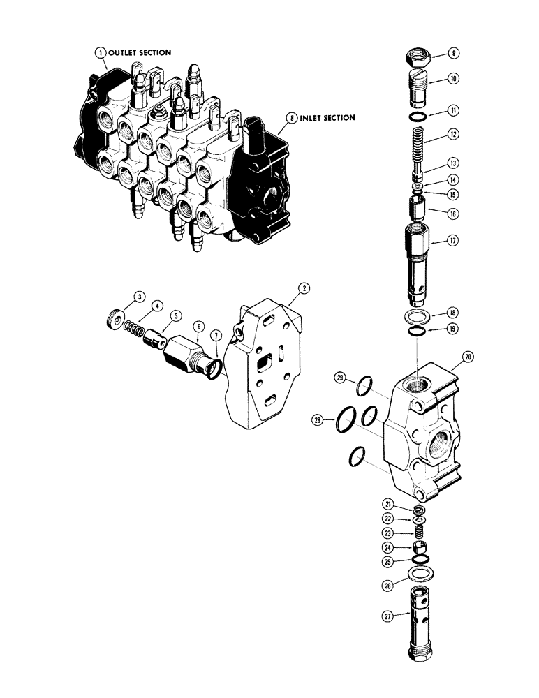 Схема запчастей Case 480CK - (66) - D34210 BACKHOE OUTLET SECTION (35) - HYDRAULIC SYSTEMS