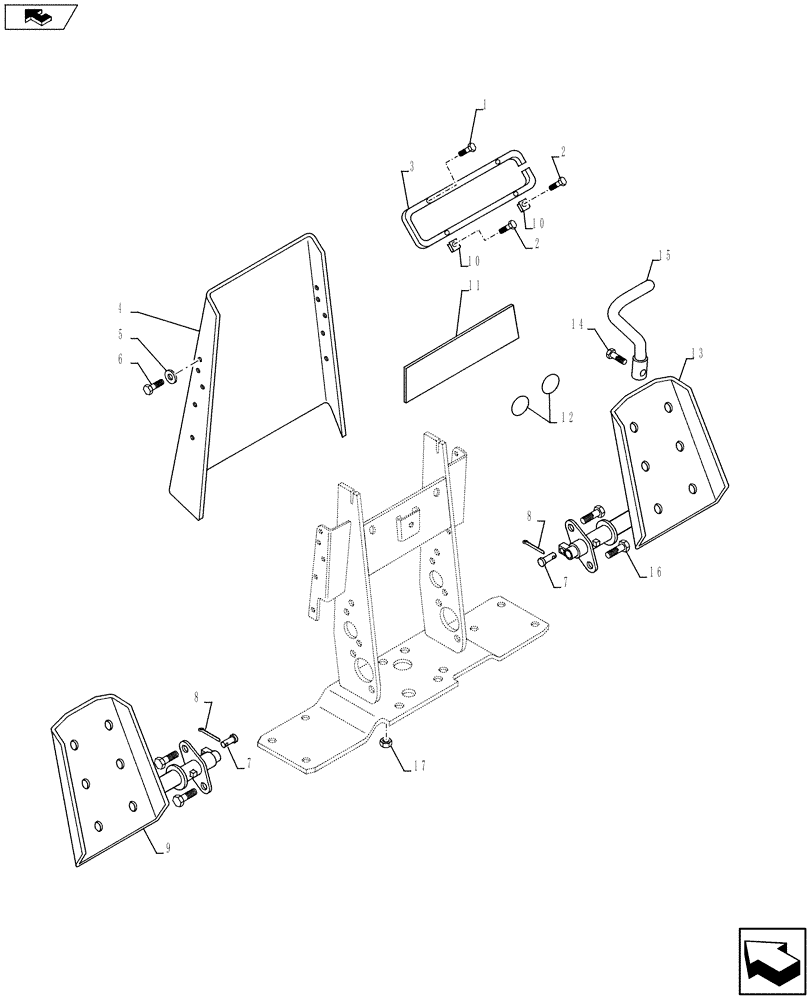 Схема запчастей Case 590SN - (35.726.29) - BACKHOE HED/STD DIPPER, FOOT SWING CONTROL, PEDAL, COVER (35) - HYDRAULIC SYSTEMS