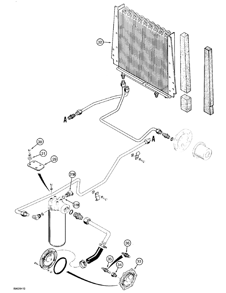 Схема запчастей Case 580SK - (8-014) - EQUIPMENT HYDRAULIC SYSTEM, OIL COOLER LINES, RETURN LINES,AND FILTER (08) - HYDRAULICS