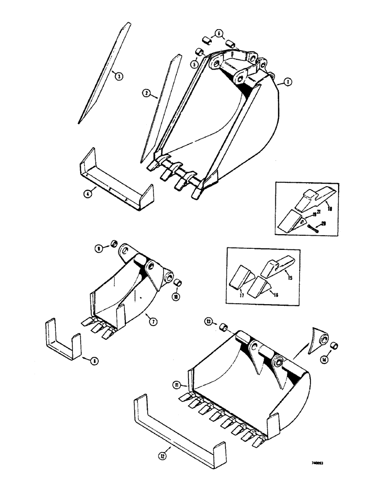 Схема запчастей Case 680CK - (186) - BACKHOE BUCKETS, TRENCHING BUCKETS (MACHINERY ITEM) (84) - BOOMS, DIPPERS & BUCKETS