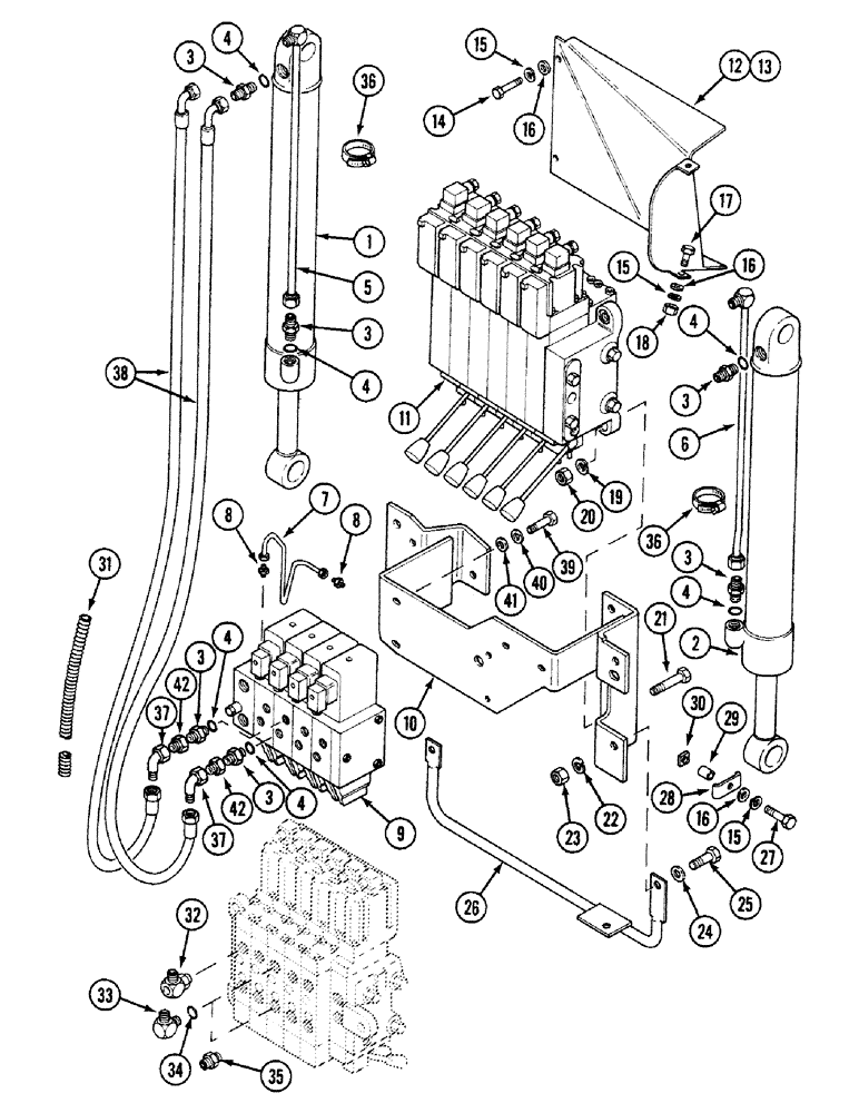 Схема запчастей Case 580SK - (8-142) - SIDESHIFT BACKHOE STABILIZER CYLINDER, UP TO S/N JJH0046381, PRESTIGE VERSION (08) - HYDRAULICS