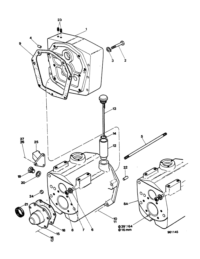 Схема запчастей Case 580G - (158) - TRANSAXLE - GEARBOX CASE (06) - POWER TRAIN