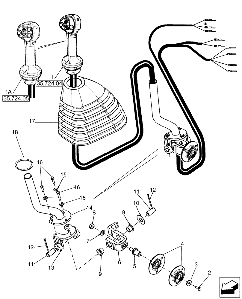 Схема запчастей Case 580SN WT - (35.724.06) - CONTROLS - LOADER CLAM (35) - HYDRAULIC SYSTEMS