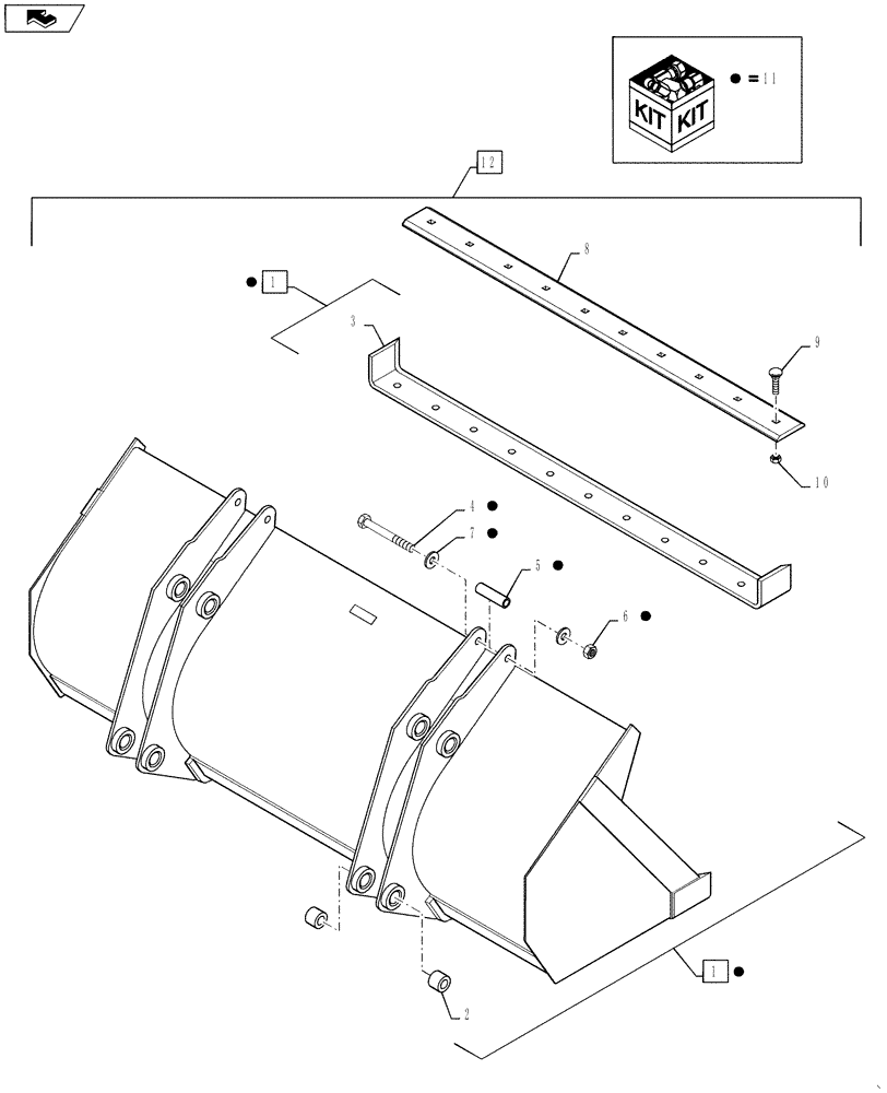 Схема запчастей Case 580M - (09-06) - BUCKETS, LOADER LONG LIP (82 IN) (09) - CHASSIS/ATTACHMENTS