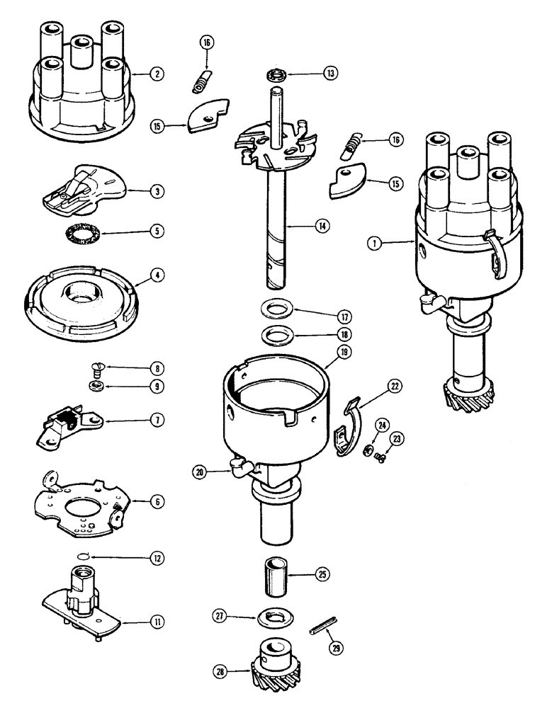 Схема запчастей Case 1700-SERIES - (031A) - A51480 DISTRIBUTOR, 148B SPARK IGNITION ENGINE (10) - ENGINE