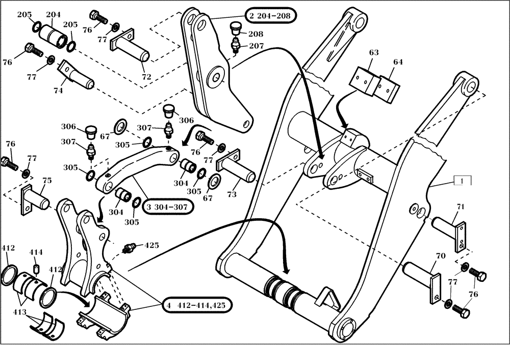 Схема запчастей Case 221D - (60.501[002]) - LOADER BOOM MOUNTING PARTS (S/N 581101-581116) (82) - FRONT LOADER & BUCKET