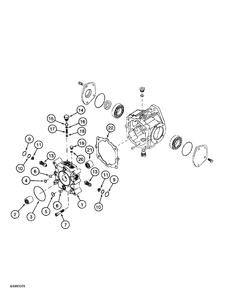 Схема запчастей Case 1838 - (6-19C) - TANDEM PUMP ASSEMBLY FRONT DRIVE PUMP END CAP & RELIEF VALVES (06) - POWER TRAIN