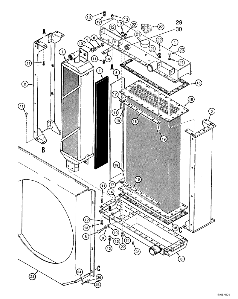 Схема запчастей Case 1150H_IND - (02-04) - RADIATOR ASSY (02) - ENGINE