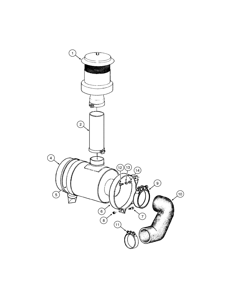 Схема запчастей Case 865 VHP - (02-14[01]) - AIR CLEANER - MOUNTING (02) - ENGINE