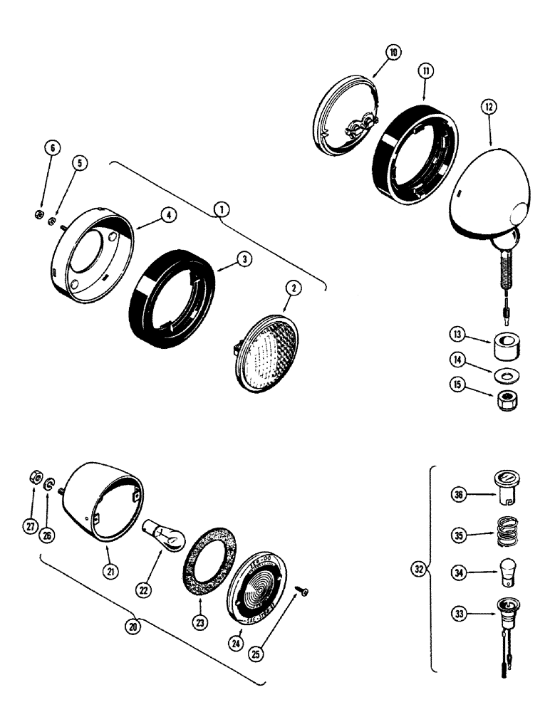 Схема запчастей Case 680CK - (074) - LIGHTING EQUIPMENT, D30243 HEAD LAMP, L11357 REAR LAMP 