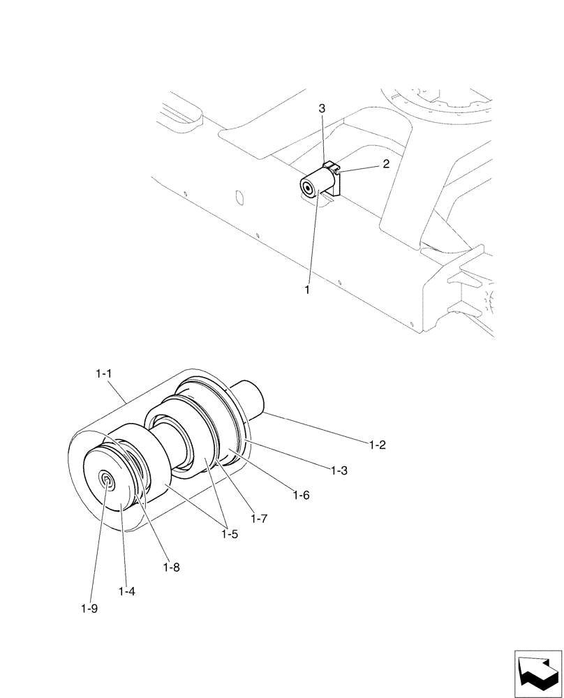 Схема запчастей Case CX36B - (02-009[00]) - ROLLER ASSY, UPP (48) - TRACKS & TRACK SUSPENSION