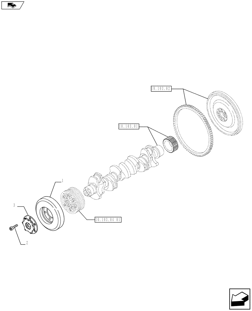 Схема запчастей Case F3DFA613A E001 - (10.103.04[02]) - DAMPER - PULLEY (504386705) (10) - ENGINE