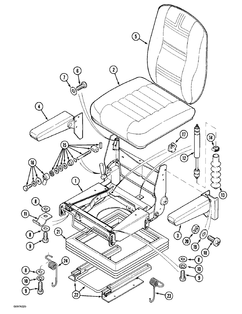 Схема запчастей Case 888 - (9D-18) - SEAT, P.I.N. 15600 AND AFTER, P.I.N. 106801 AND AFTER (09) - CHASSIS