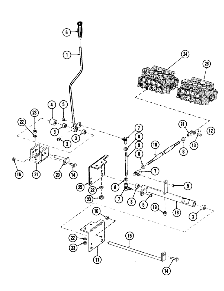 Схема запчастей Case 980 - (200) - CROWD CONTROL AND LINKAGE (05) - UPPERSTRUCTURE CHASSIS