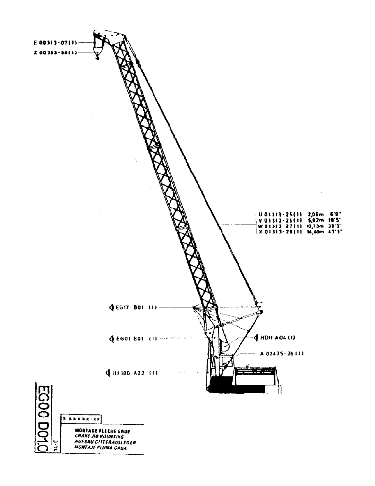 Схема запчастей Case GCK120 - (212) - CRANE JIB MOUNTING 