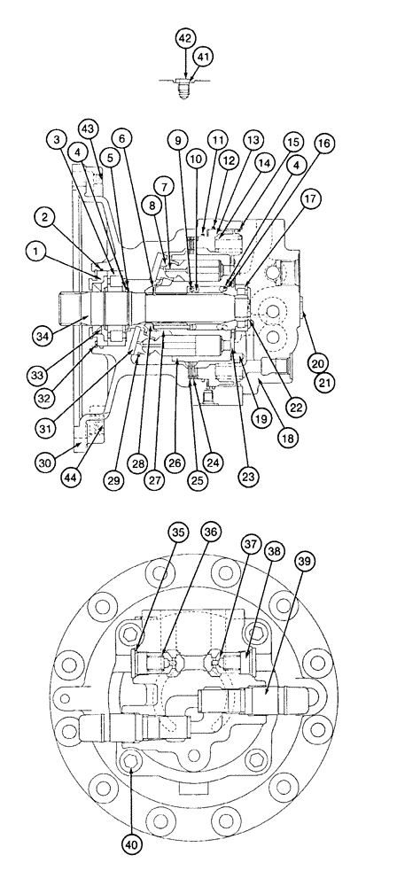 Схема запчастей Case 9040 - (8-70) - 158042A1 SWING MOTOR ASSEMBLY (08) - HYDRAULICS