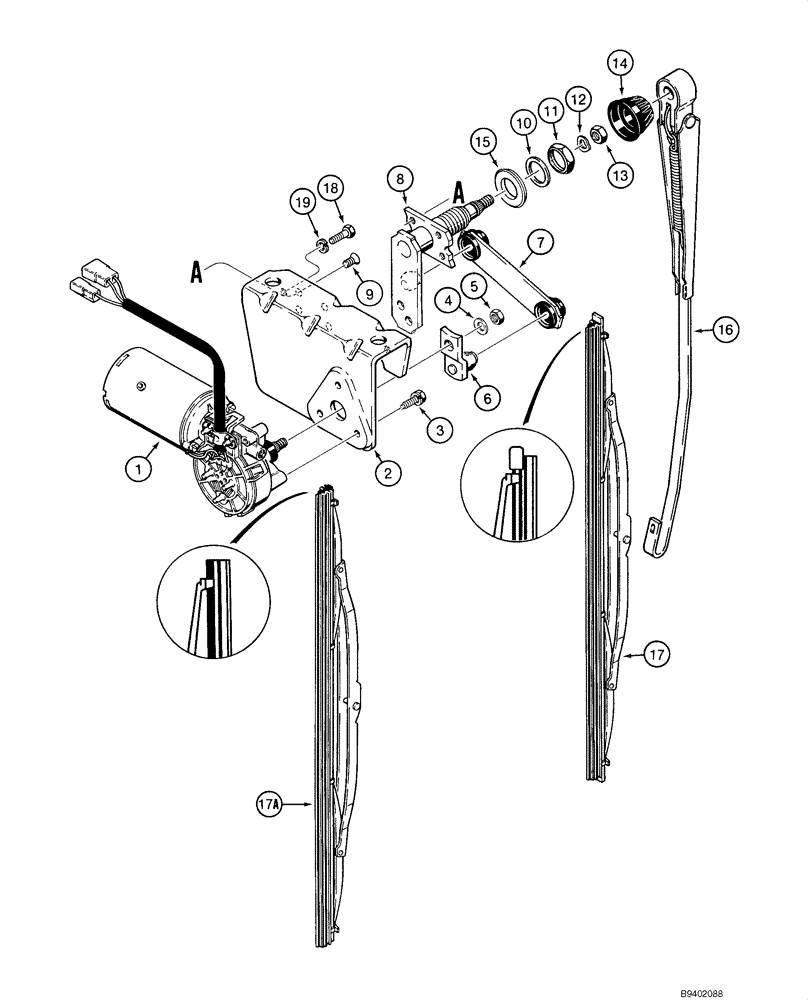 Схема запчастей Case 570MXT - (09-45) - CAB - WIPER, FRONT (09) - CHASSIS/ATTACHMENTS