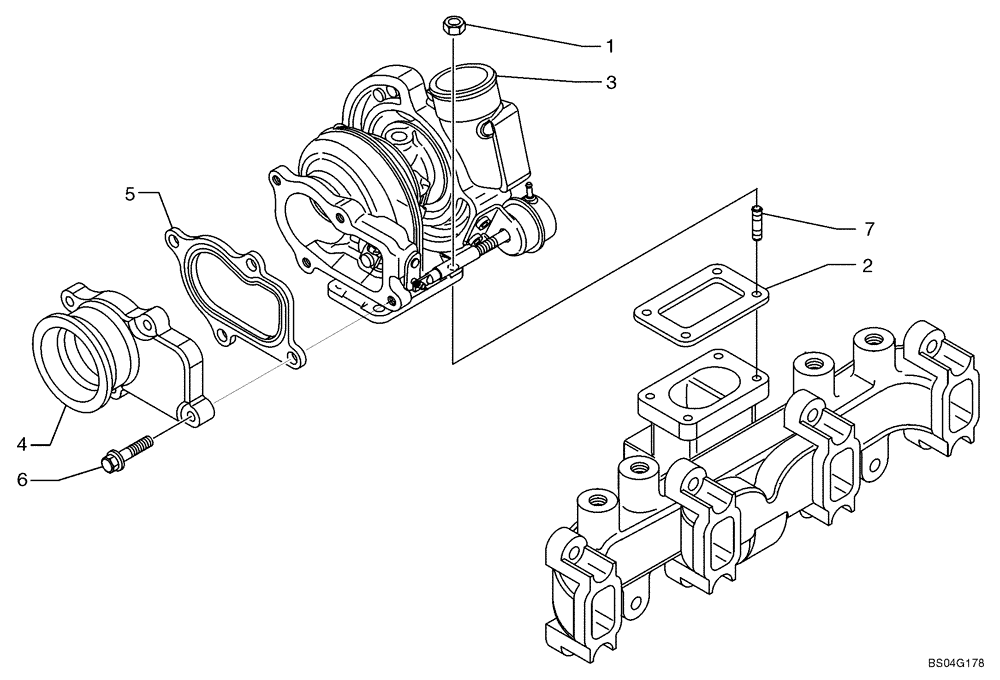 Схема запчастей Case 521D - (02-23) - TURBOCHARGER (02) - ENGINE