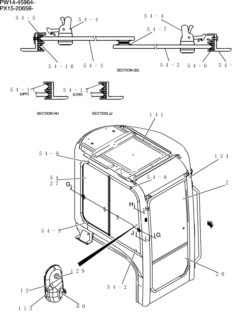 Схема запчастей Case CX31B - (744-27[2]) - CAB ASSY (COOLER) (36) - PNEUMATIC SYSTEM