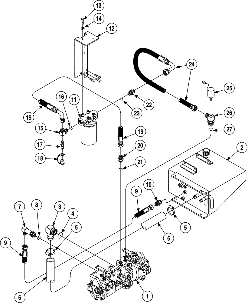 Схема запчастей Case 6010 - (06-01) - HYDROSTATIC SYSTEM - FILTER AND RESERVOIR (29) - HYDROSTATIC DRIVE