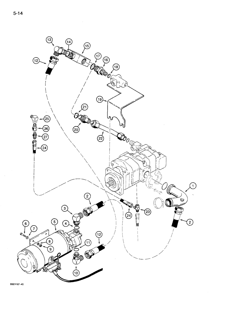 Схема запчастей Case 621 - (5-14) - AUXILIARY STEERING HYDRAULIC CIRCUIT (05) - STEERING