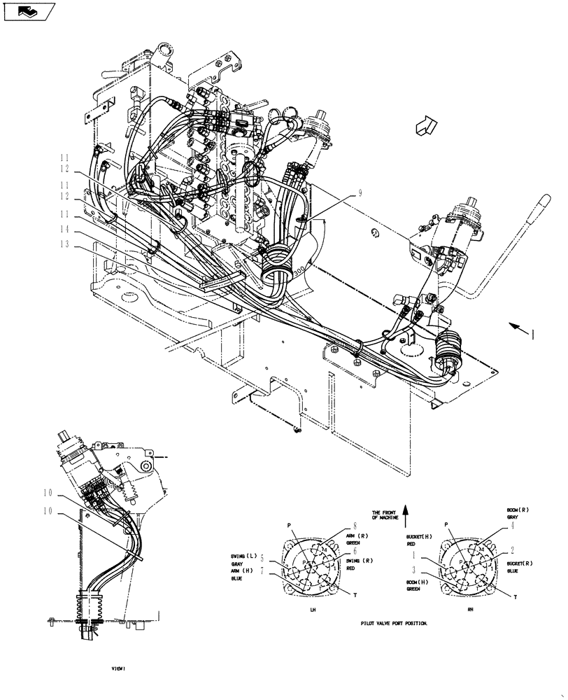 Схема запчастей Case CX55BMSR - (01-034[02]) - CONTROL LINES, REMOTE (35) - HYDRAULIC SYSTEMS