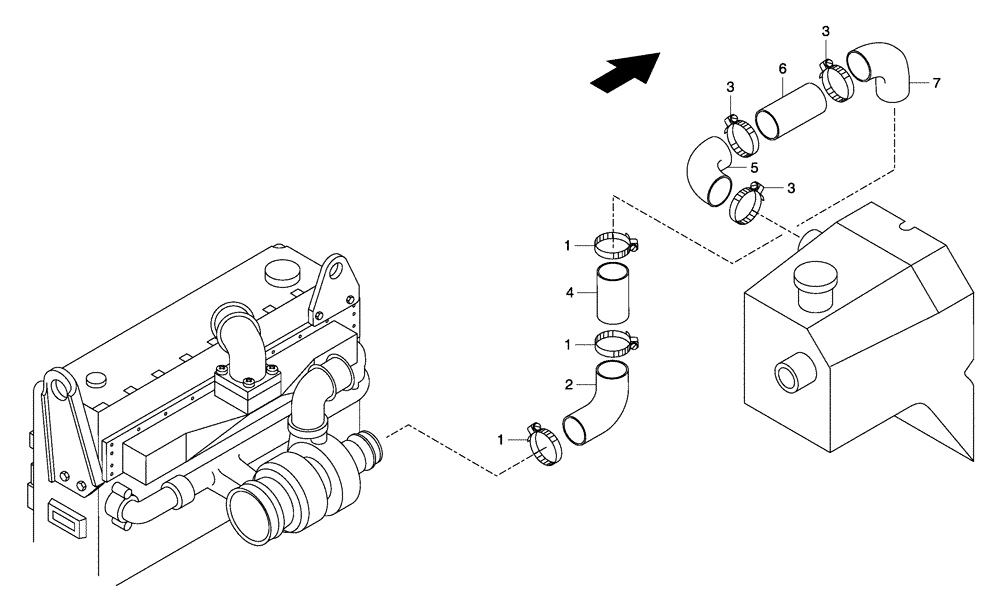 Схема запчастей Case 330 - (06A01020587[01]) - ENGINE AIR TANK - FILTER INSTALLATION (01) - ENGINE