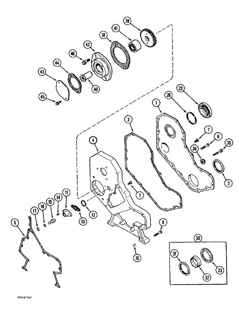 Схема запчастей Case 860 - (2-18) - FRONT GEAR COVER - 4T-390 ENGINE (02) - ENGINE