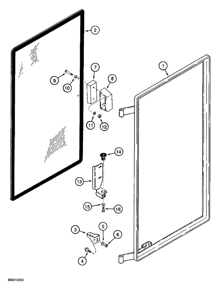 Схема запчастей Case 721B - (9-074) - CAB DOOR WINDOW (09) - CHASSIS/ATTACHMENTS