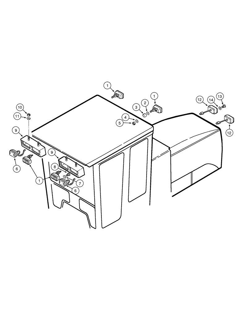 Схема запчастей Case 845 - (04-42[01]) - HEADLIGHT AND LANTERN - CAB (04) - ELECTRICAL SYSTEMS